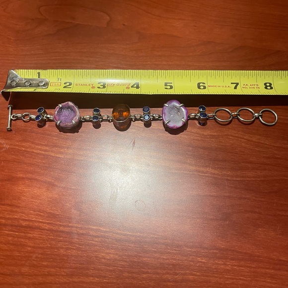 Silver plated bracelet with druzy and citrine 7-8” - Picture 6 of 6